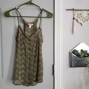 Green chiffon tank top